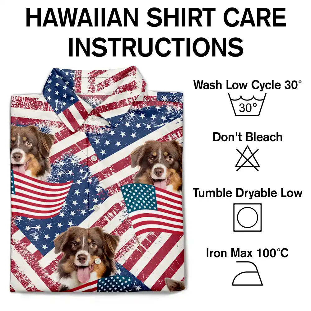 Custom Photo Funny Family Pet Face Stars And Stripes - Gift For Men, Dog And Cat Lovers - Personalized Custom Hawaiian Shirt