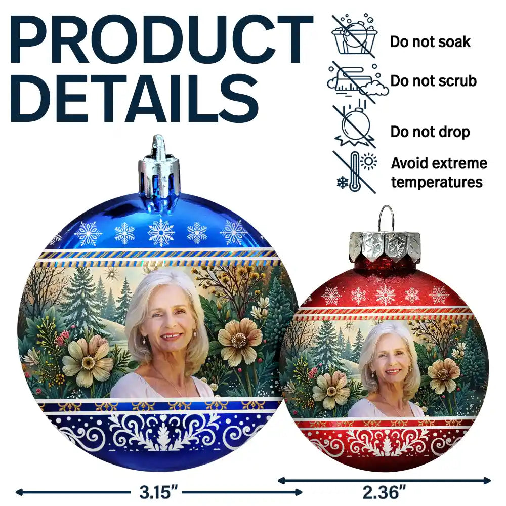 Family,Christmas,Love - Custom Photo Vintage Memorial Christmas Winter Scene - Personalized Ball Ornament