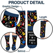 Christmas,Gift For Men,Gift For Yourself,Gifts For Him,Guitar,Happy,Music,Top Market,Vector - Gift For Guitar Lovers - Personalized I'd Rather Be Playing My Guitar Socks