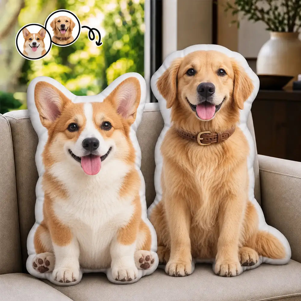 Custom Photo Pillow In The Shape Of Your Beloved Pet - Gift For Friends, Lovers, Husband, Wife And Pet Lovers - Personalized Custom Shape Pillow