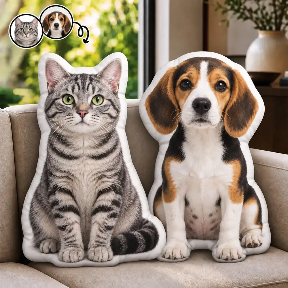 Custom Photo Pillow In The Shape Of Your Beloved Pet - Gift For Friends, Lovers, Husband, Wife And Pet Lovers - Personalized Custom Shape Pillow