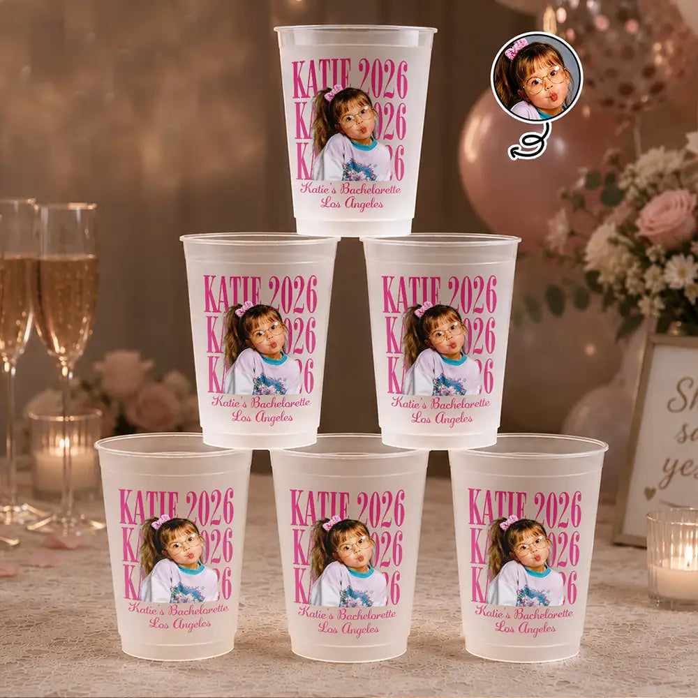 Custom Photo Bachelorette Party Vintage Photo - Personalized Frosted Cups