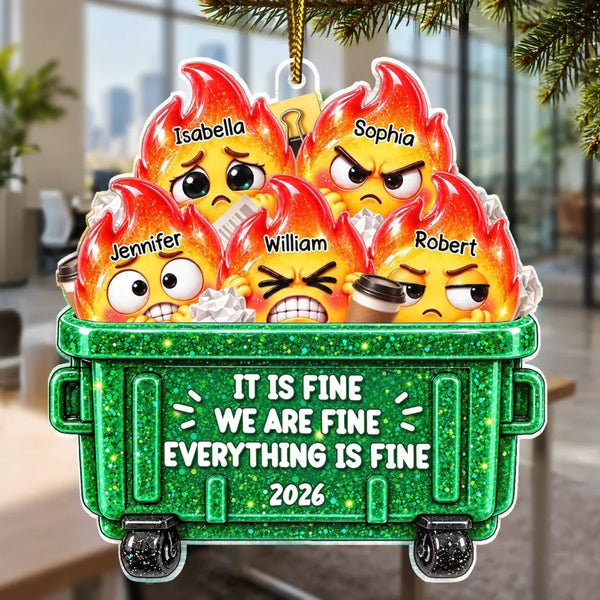 Christmas,Gift For Colleagues,Humorous,Icon - Funny Christmas Gag Gift For Coworkers - Personalized Year Dumpster Fire Acrylic Ornament