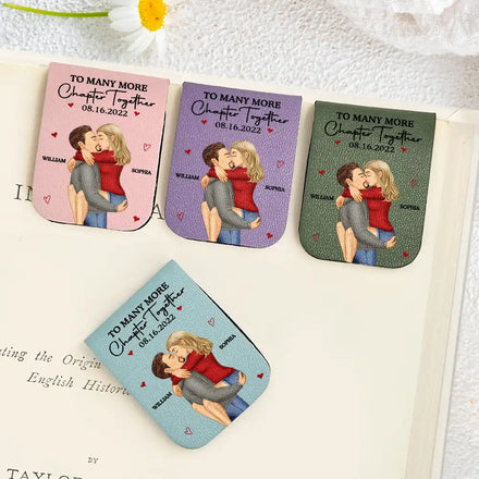 Many More Chapter Together Anniversary Couple, 3rd Anniversary - Personalized Leather Magnetic Bookmark