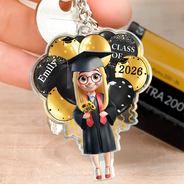 Graduation - Graduation Celebration Balloons Cute 3D Effect - Personalized Acrylic Keychain
