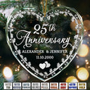 Gift For Couples,Gift For Husband,Gift For Wife,Old Couples,Married ,Wedding Anniversary,Anniversary,Christmas,Love - Married Couple Wedding Anniversary Milestones - 3D Precious Stone And Metal Effect Printed, Personalized Heart Shaped Glass Ornament