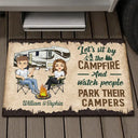 Let's Sit By The Campfire Husband Wife Camping - Couple Gift - Personalized Custom Doormat