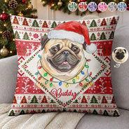 Art Design,Christmas,Custom Photo,Happy,Pet Lovers,Photo - Christmas Accessories 3D Cartoon Pet - Christmas Gifts For Pet Mom - Personalized Custom Photo Portrait Pillow