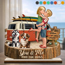 Gift For Couples, Dog Couple, Pet Lovers, Dog Lovers, Beach, Summer, Playful, Icon - Beach Vibe You And Me And The Dogs - Personalized Custom Shaped Wooden Plaque