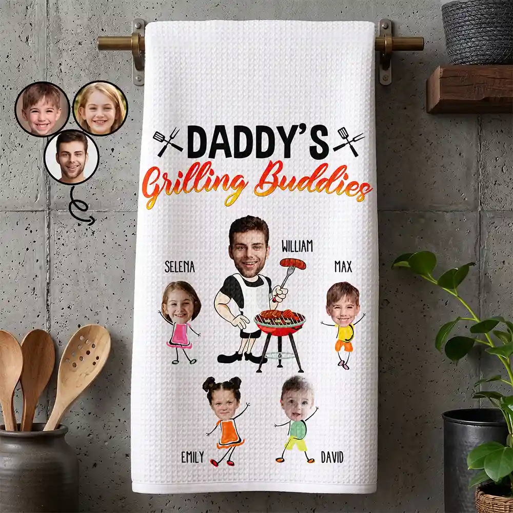 Custom Photo Daddy's Grilling Buddies - Personalized Kitchen Towel