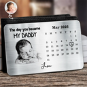 Custom Photo,New Dad,New Mom,New baby,Gift For Father,Non-Eng,Photo - Pencil Sketch,Calendar,Adorable - Custom Photo Pencil Sketch Calendar The Day You Became My Mom Dad - Personalized Aluminum Wallet Card