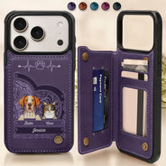 Dog Lovers, Dog Mom - Cute Dogs And Cats Aesthetic Pattern - Personalized Leather Flip Wallet Phone Case
