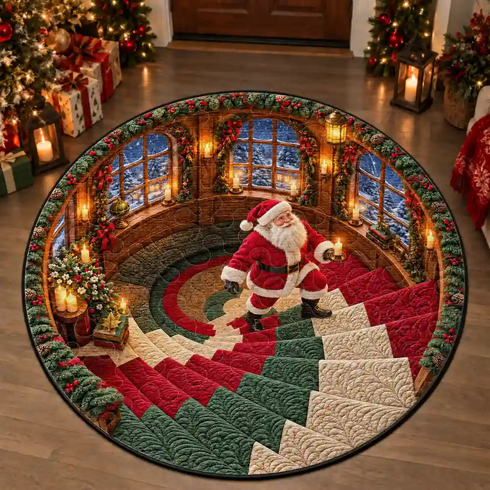 Santa Gingerbread Elf Gnome Christmas Theme Faux Quilt Effect Gift Home Decor For Family - Personalized Custom Shaped Rug
