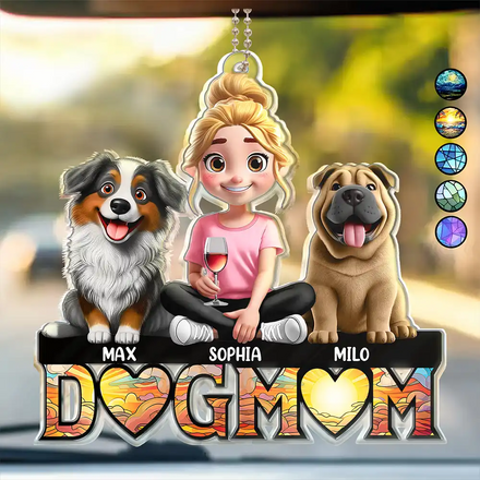 Dog Mom Dog Dad 3D Effect - Personalized Acrylic Car Hanger