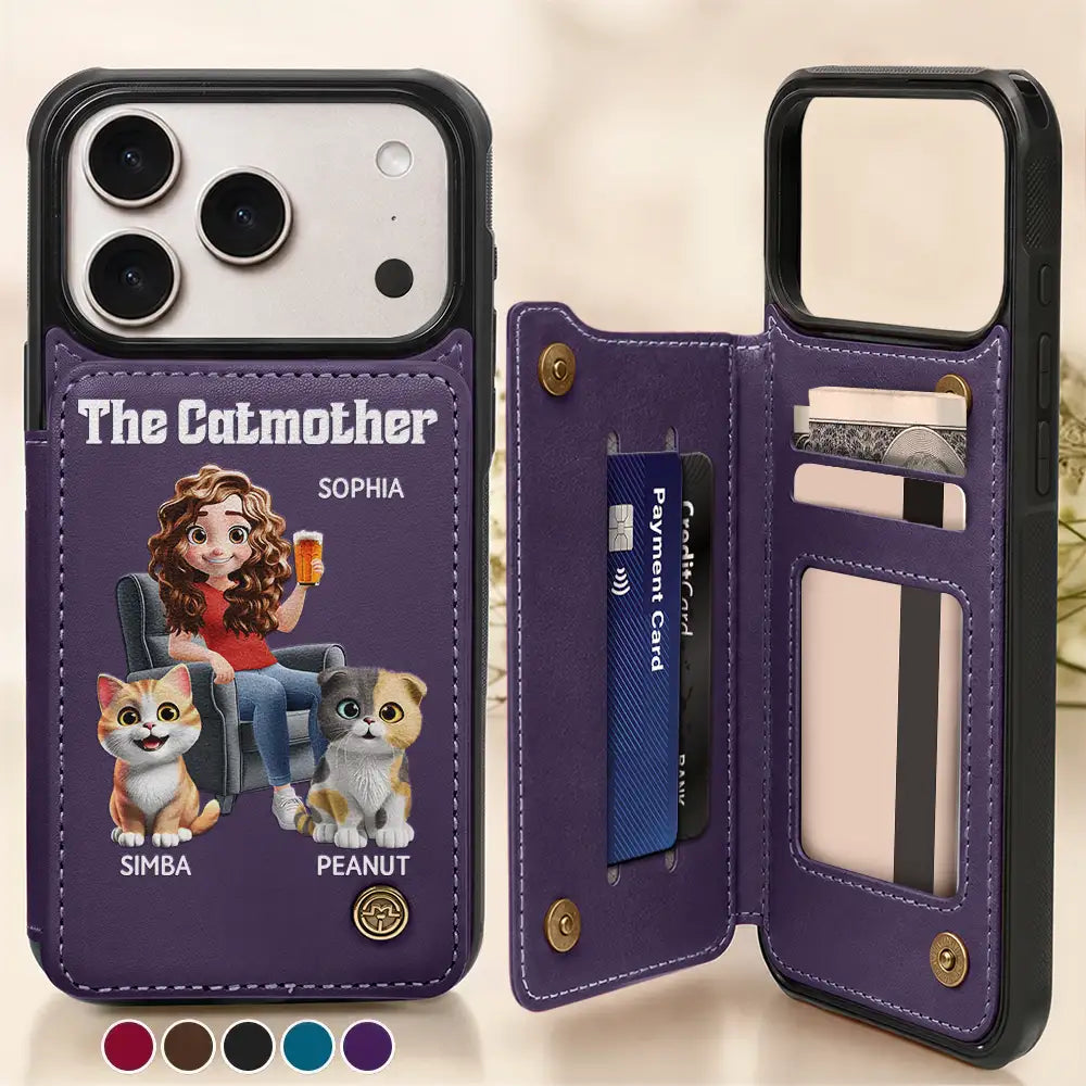 The Cat Mother 3d Effect - Personalized Leather Flip Wallet Phone Case