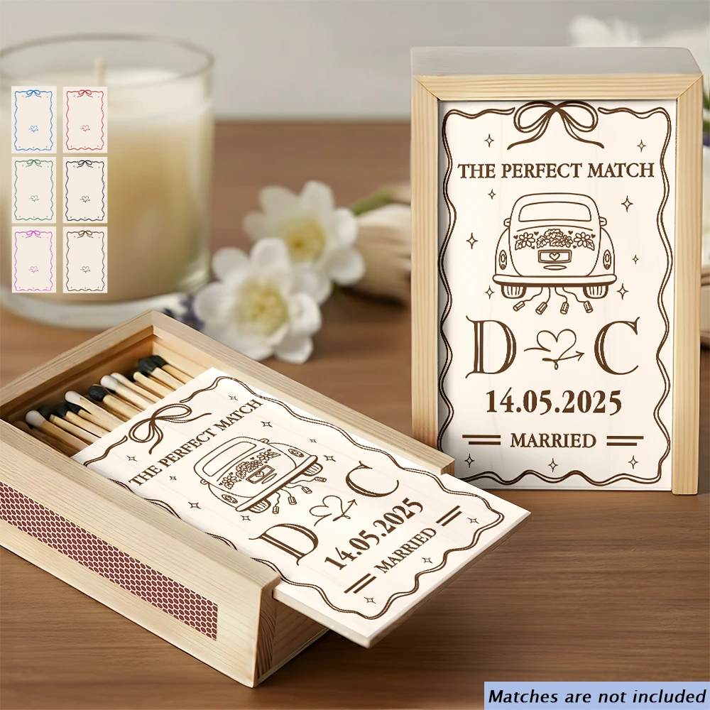 Gift For Couples, Engaged, Married, Love - The Perfect Match Engaged Married - Personalized Wooden Matchbox