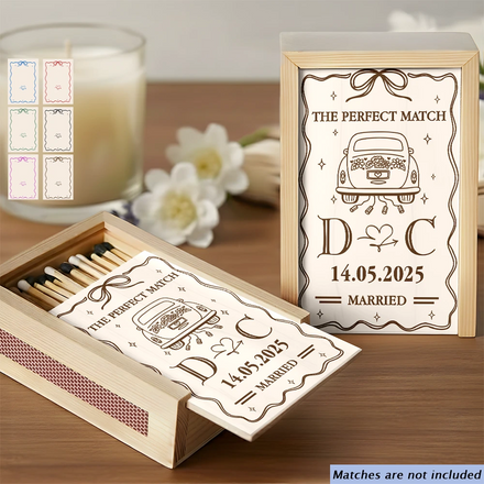 The Perfect Match Engaged Married - Personalized Wooden Matchbox