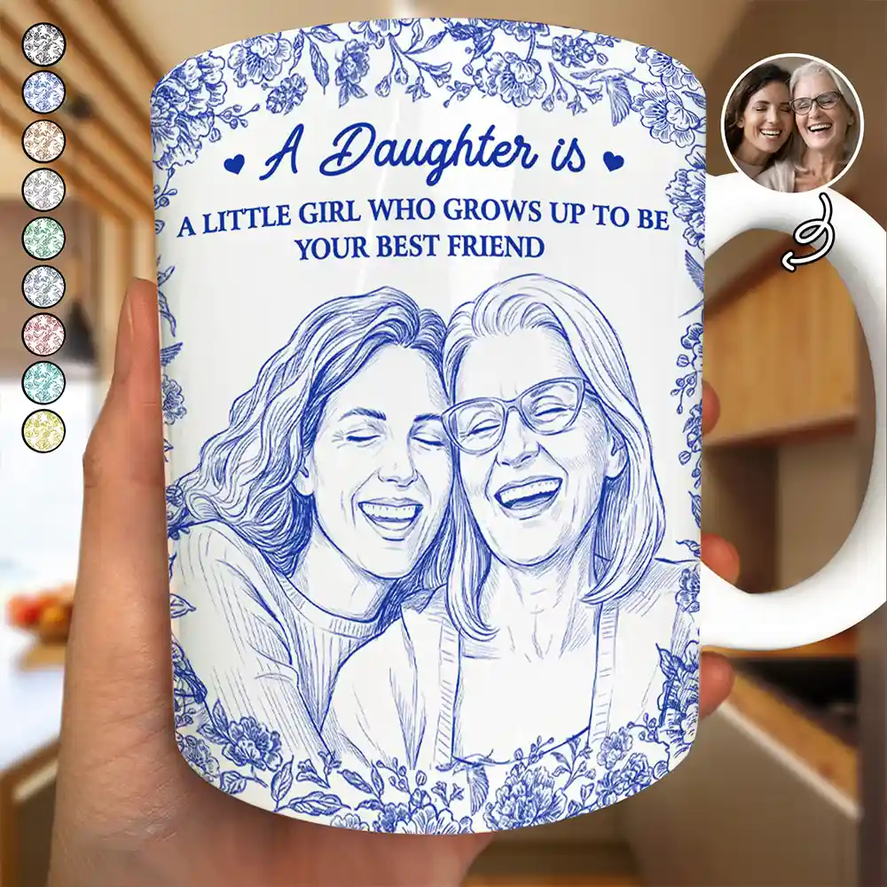 Custom Photo Pencil Sketch Grows Up To Be Your Best Friend - Personalized White Edge-to-Edge Mug