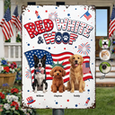 America 250th,Custom Photo,Independence Day,Art Design,Pet Lovers,Playful,Photo - US Theme Accessories 3D Cartoon - Custom Photo 3D Cartoon With US Accessories Red White Woof - Personalized Classic Metal Signs