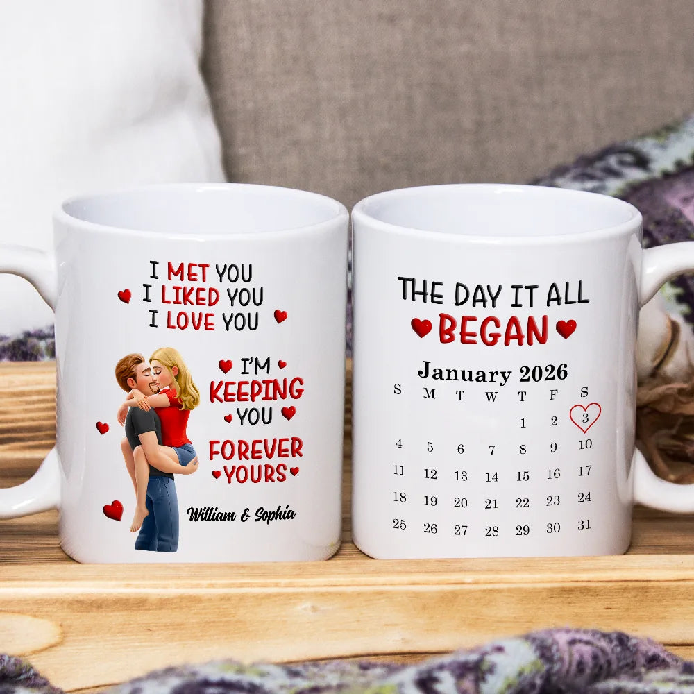 Calendar I Met You Liked You Love You Forever - Personalized Mug