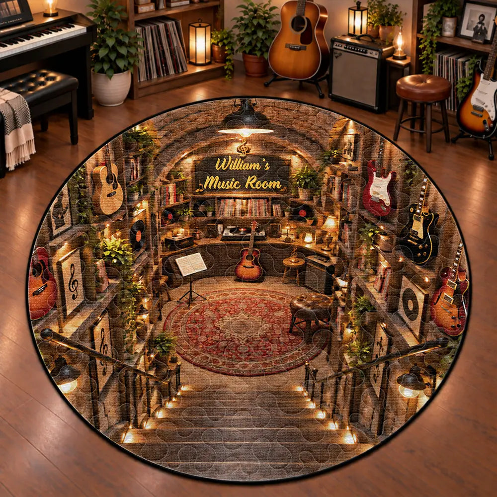 Birthday Gifts For Guitar Lovers Husband Son Yourself - Personalized Name Where The Music Lives Rug