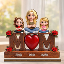 Gift For Mother,Mom - Children,Happ - Mother & Children Forever Linked Together - Personalized Custom Shaped 2-Layered Wooden Plaque