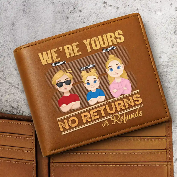 No Returns Or Refunds Flat Art Kids - Personalized Leather Wallet