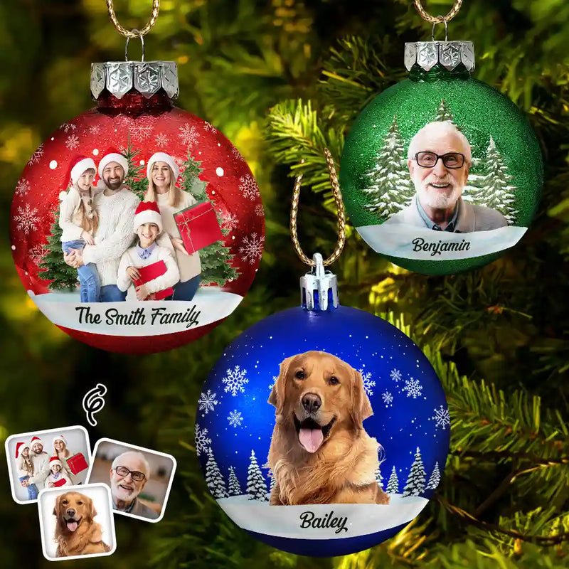 Family,Christmas,Love - Custom Photo Christmas Together Family - Personalized Ball Ornament