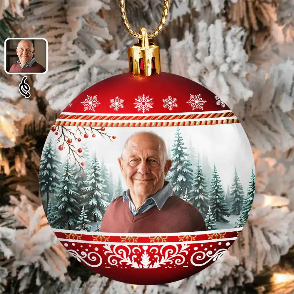Family,Christmas,Love - Custom Photo Vintage Memorial Christmas Winter Scene - Personalized Ball Ornament