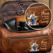 Gift For Yourself,Gift For Women,Gift For Men,Travel,Happy - All My Travel Crap - Personalized Leather Toiletry Bag