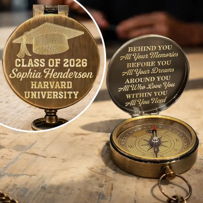 Graduation Engraved Brass Compass