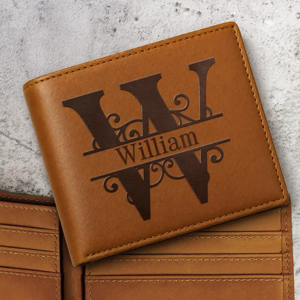 Minimalist Monogram Vintage Style - Personalized Leather Wallet