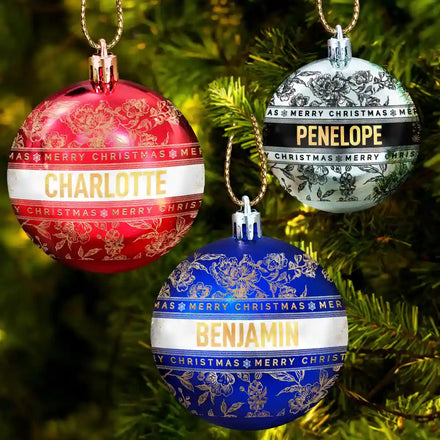 Merry Christmas With Name - Personalized Ball Ornament