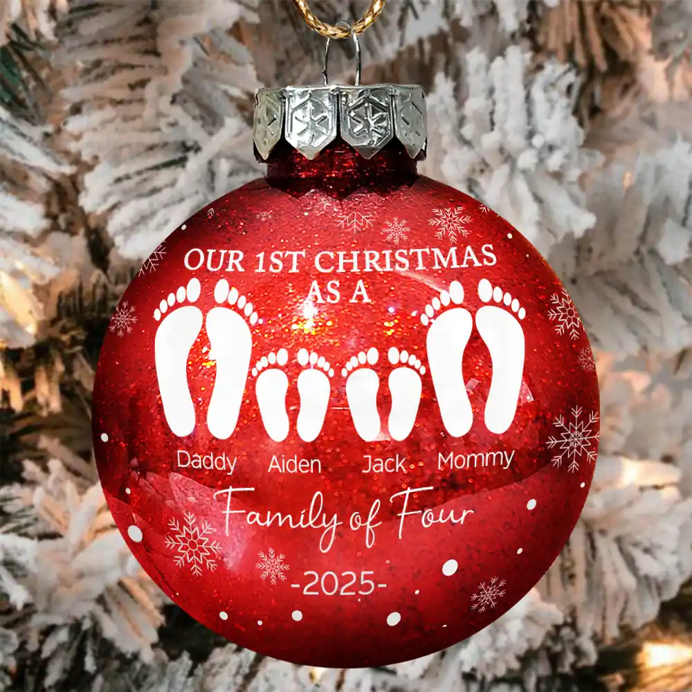 First Christmas As A Family - Personalized Ball Ornament