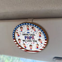 Gift For Mother,Gift For Grandma,Happy,Gift For Father,Gift For Grandpa,Independence Day,Photo,Icon,Humorous - Custom Photo Stars & Stripes Drive Safe Dad Mom Grandpa Grandma - Personalized Custom Shaped Car Visor Clip