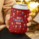 Gift For Mother,Gift For Grandma,Happy,Gift For Father,Gift For Grandpa,Independence Day,Photo,Icon,Humorous - Custom Photo Stars & Stripes Best Dad Mom Grandpa Grandma Ever - Personalized Can Cooler Sleeve