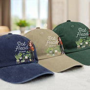 Gardening,Gift For Women,Gift For Men,Happy-Plant Lady - Personalized Vintage Washed Denim Cap