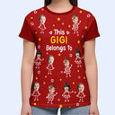 Gift For Grandma,Gift For Mother,Love,Stick Figure - Custom Photo This Grandpa Grandma Dad Mom Belongs To Kids Pet - Personalized Full Print T Shirt