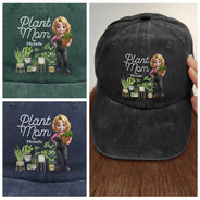 Gardening,Gift For Women,Gift For Men,Happy-Plant Lady - Personalized Vintage Washed Denim Cap