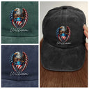 Independence Day,America 250th,Gift For Men,Icon,Proud - America 250th Anniversary US Pride Patriotic Eagle - Personalized Vintage Washed Denim Cap