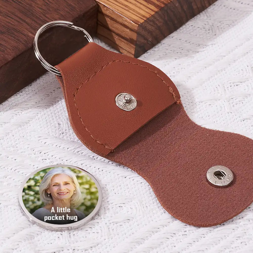 Pet Lovers,Cat Lovers,Dog Lovers,Sad,Memorial - Custom Photo I'll Walk Beside You Every Day Memorial - Personalized Leather Pocket Hug
