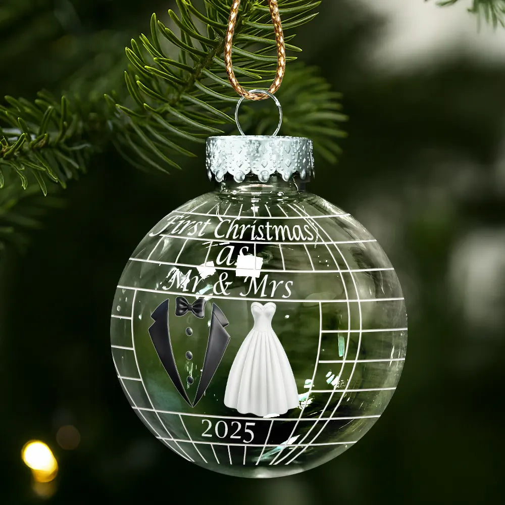 Gift For Couples, Love, Christmas - Disco Ball First Christmas As Married Couples - Personalized Ball Ornament