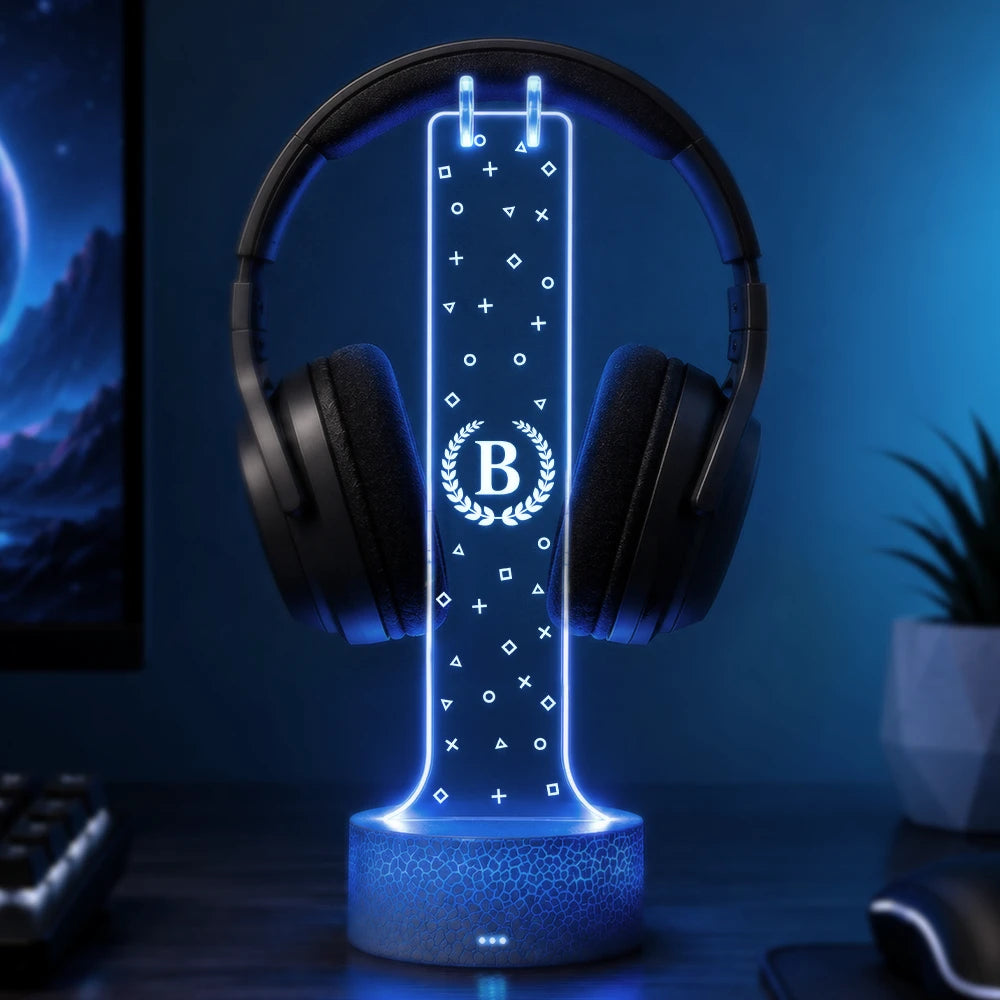 Gift For Men, Gift For Yourself, Gifts For Him, Happy, Monogram, Top Market - Gift For Husband Boyfriend - Personalized Monogram Gaming Headphone Stand