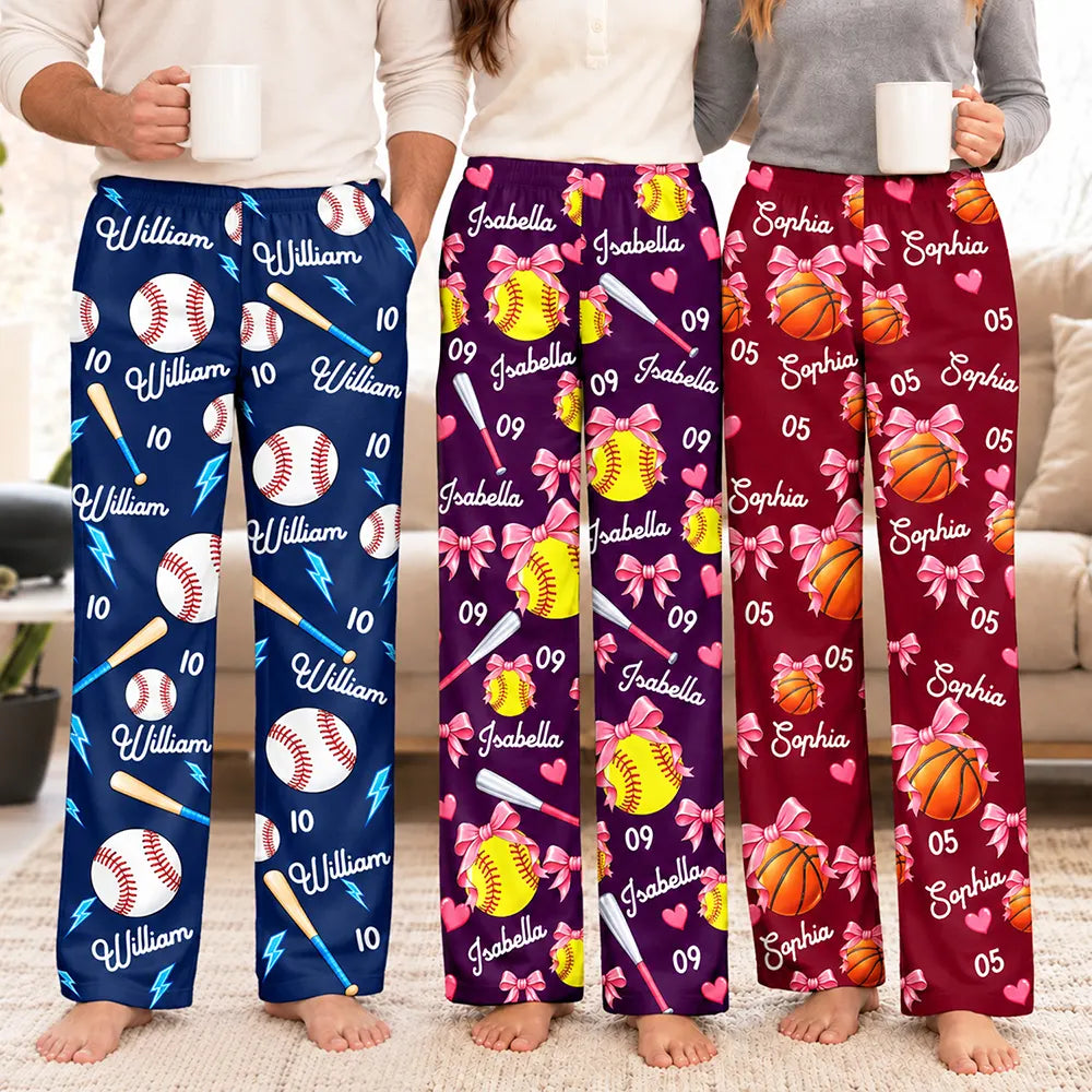 Christmas Gift For Sports Lovers - Personalized Coquette Bow Star Lightning Pajama Pants