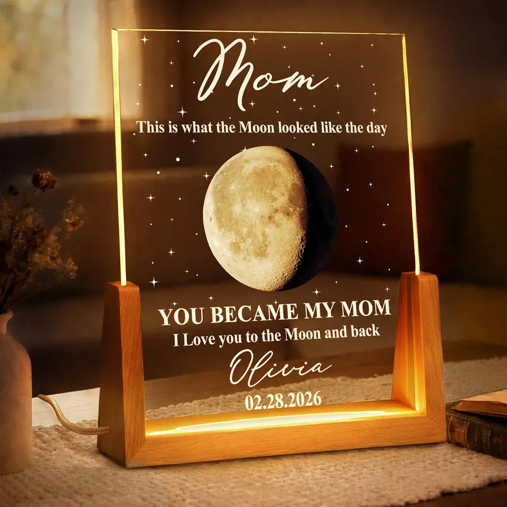 Moon Phase The Moon The Day You Became My Mom - Personalized Night Light