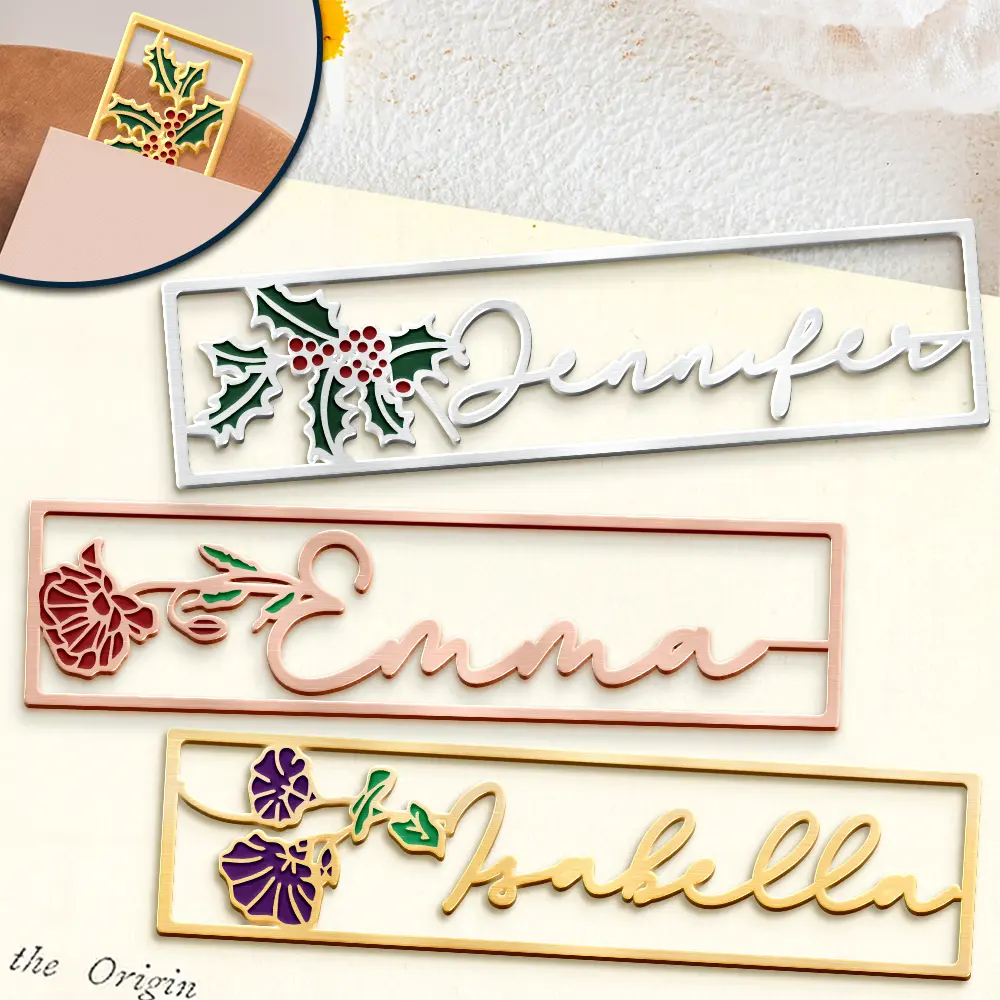 Birth Month Flower Bookish Keepsake - Personalized Metal Bookmark