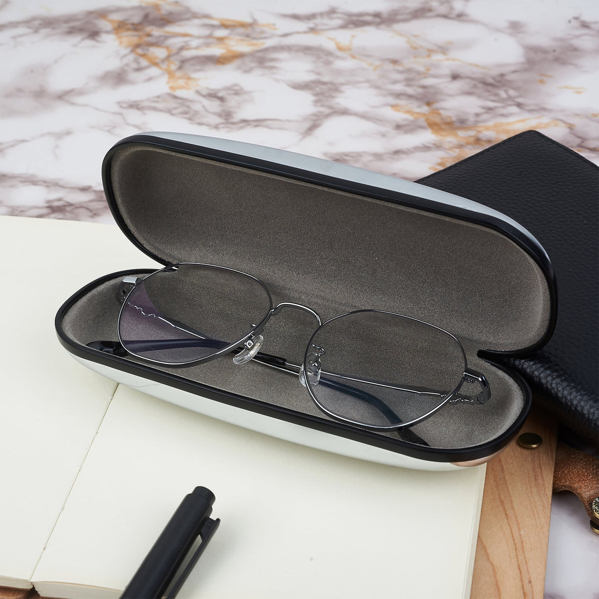 Custom Photo Grandpa's Glasses - Gift For Father, Grandfather - Personalized Chrome Glasses Case Box