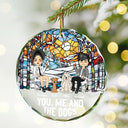 You, Me And The Dog - Personalized Circle Glass Ornament