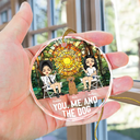 You, Me And The Dog - Personalized Circle Glass Ornament