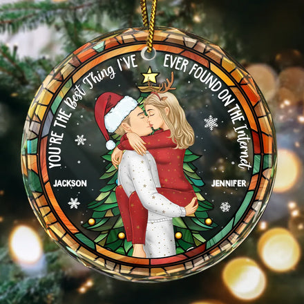 Christmas Best Thing Found On The Internet - Personalized Circle Glass Ornament